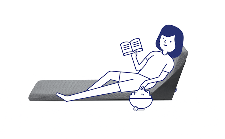 Animation of illustration of woman hanging out on Casper's floor lounger