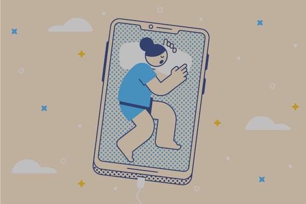 Illustration of person sleep on their phone